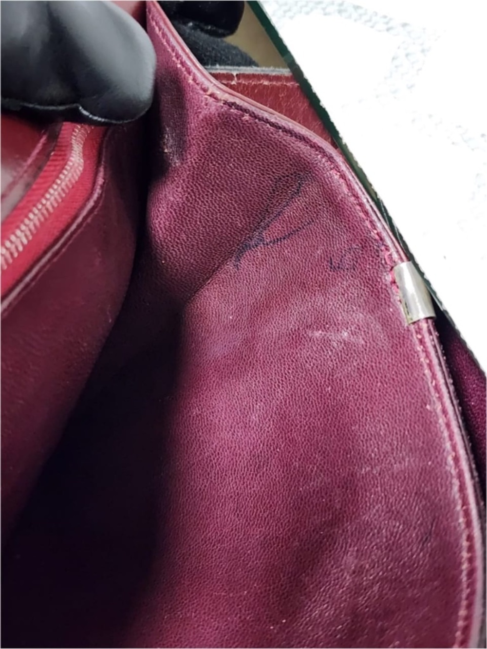 Authentic CELINE VINTAGE SULKY SUEDE CARRIAGE SHOULDER BAG BURGUNDY - Picture 7 of 15